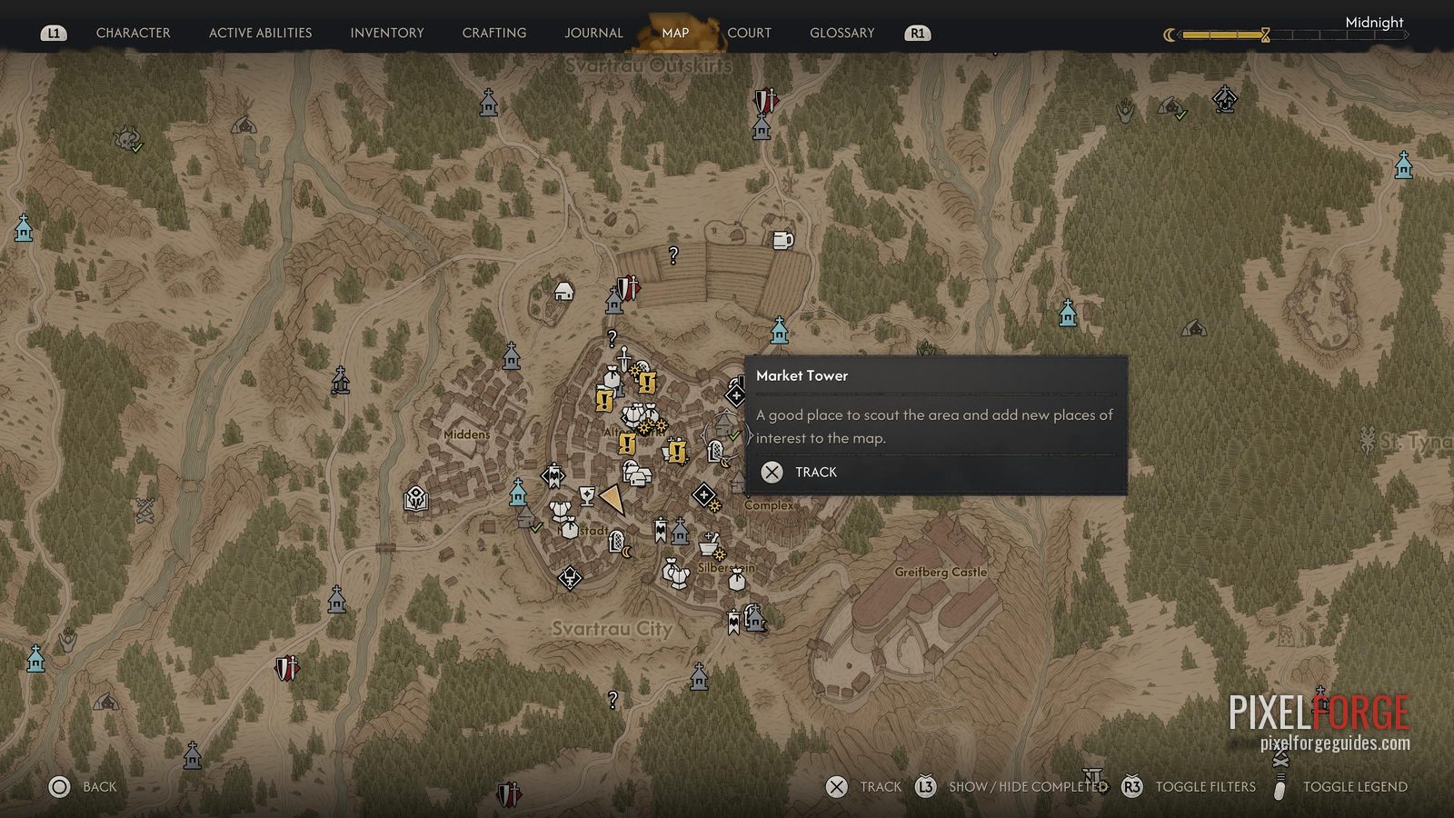 Market Tower location on the Blood of Dawnwalker map (map overview)