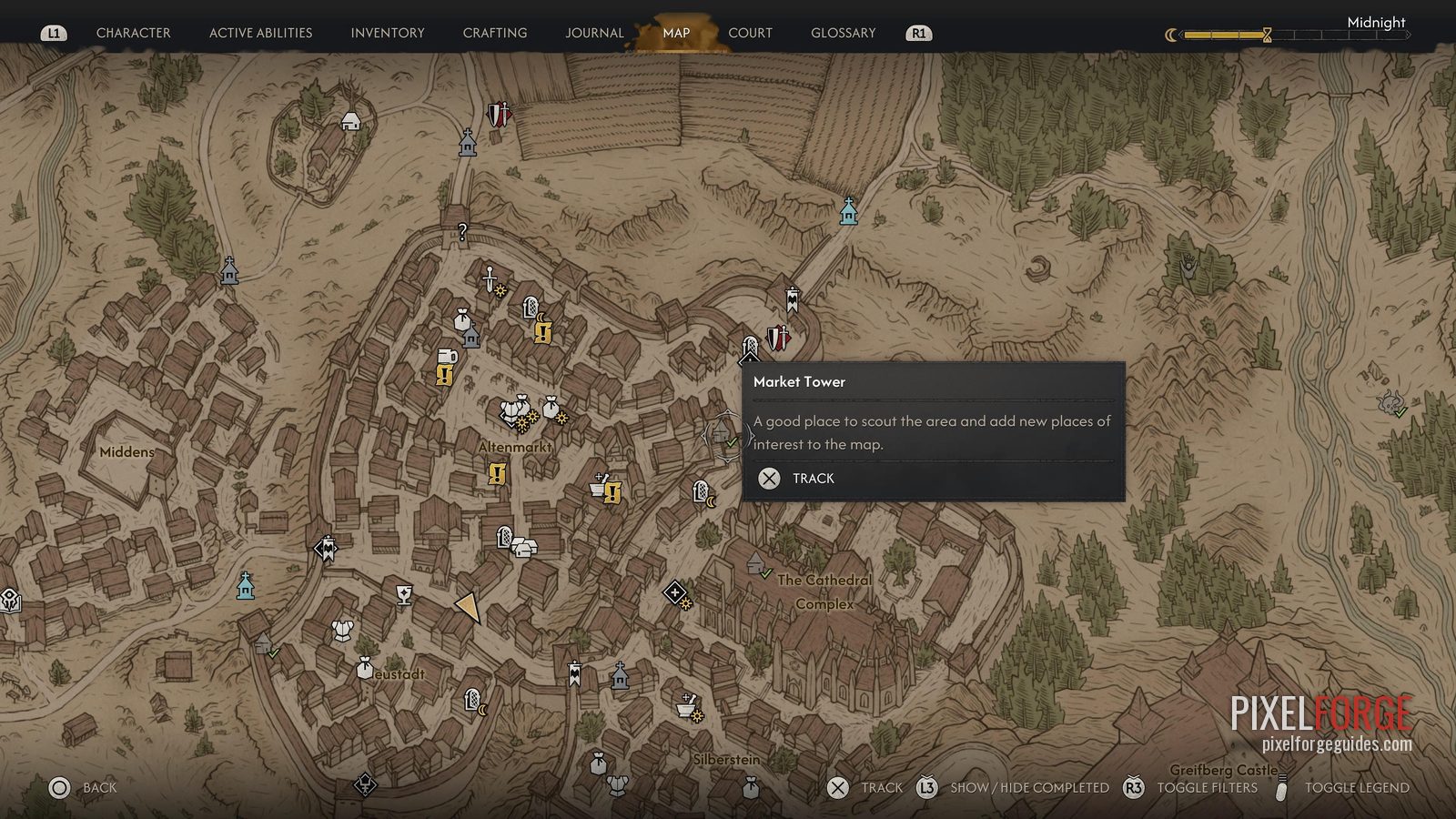 Market Tower location on the Blood of Dawnwalker map (zoomed in)