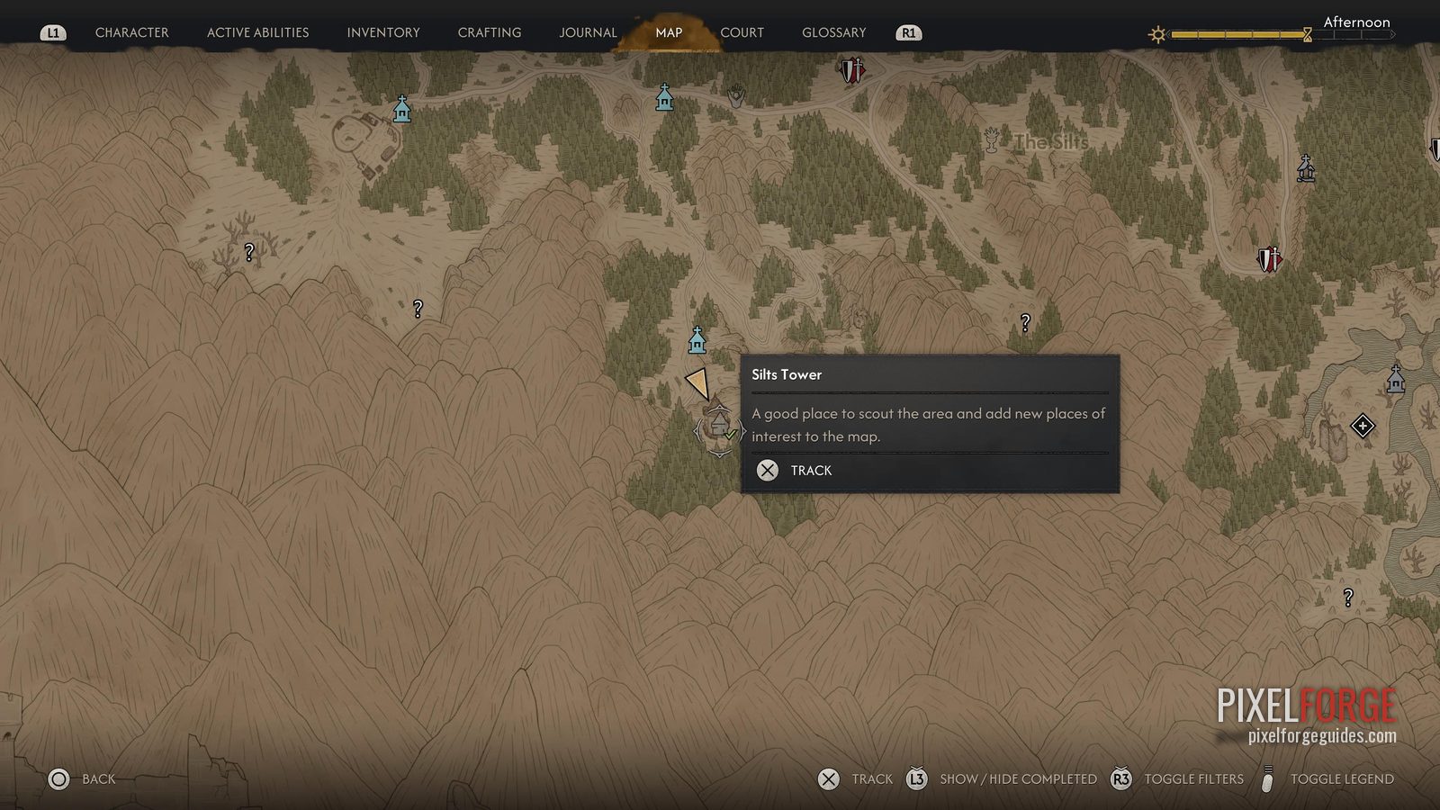 Silts Tower location on the Blood of Dawnwalker map