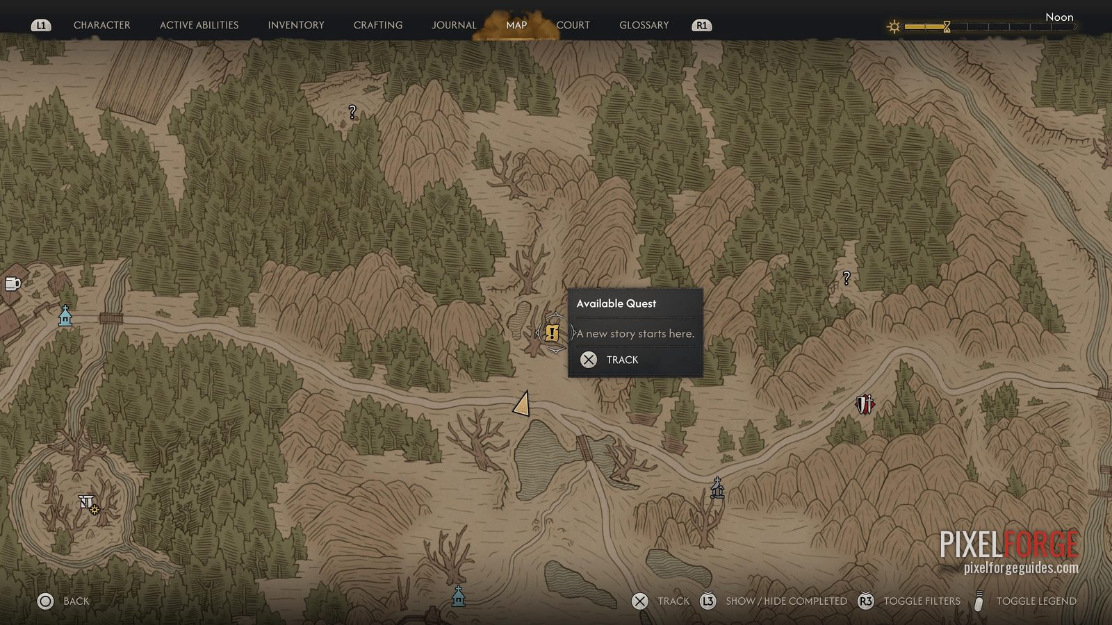 Available Quest pin zoomed in, Svartrau City, by The Silts
