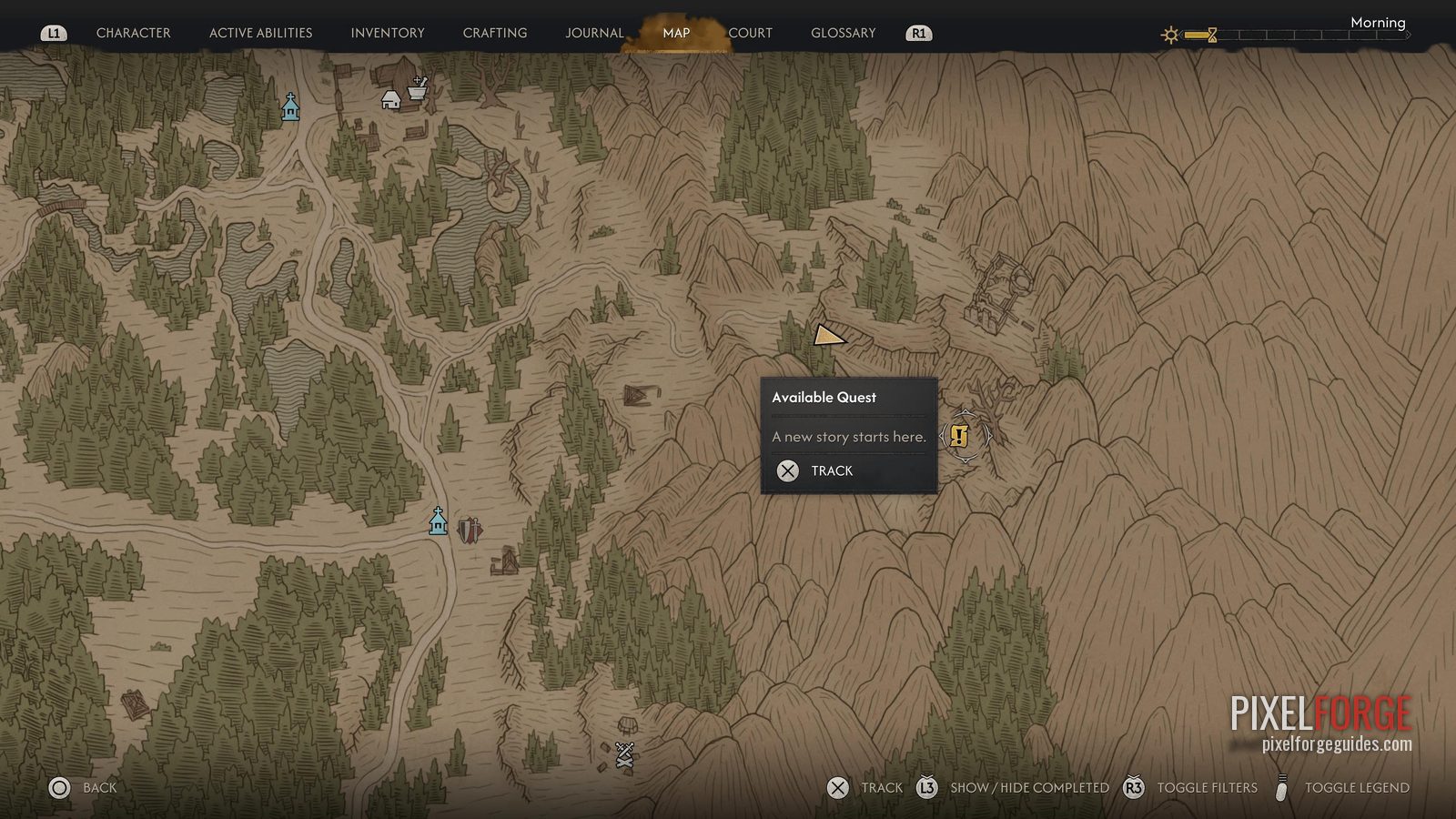 Available Quest pin zoomed in, St. Tyng's Grove