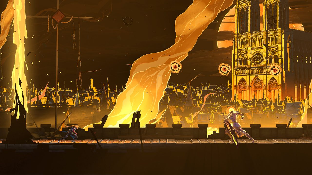 Notre-Dame burning in Castlevania: Belmont's Curse