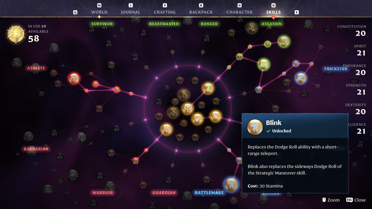 The Enshrouded skill tree