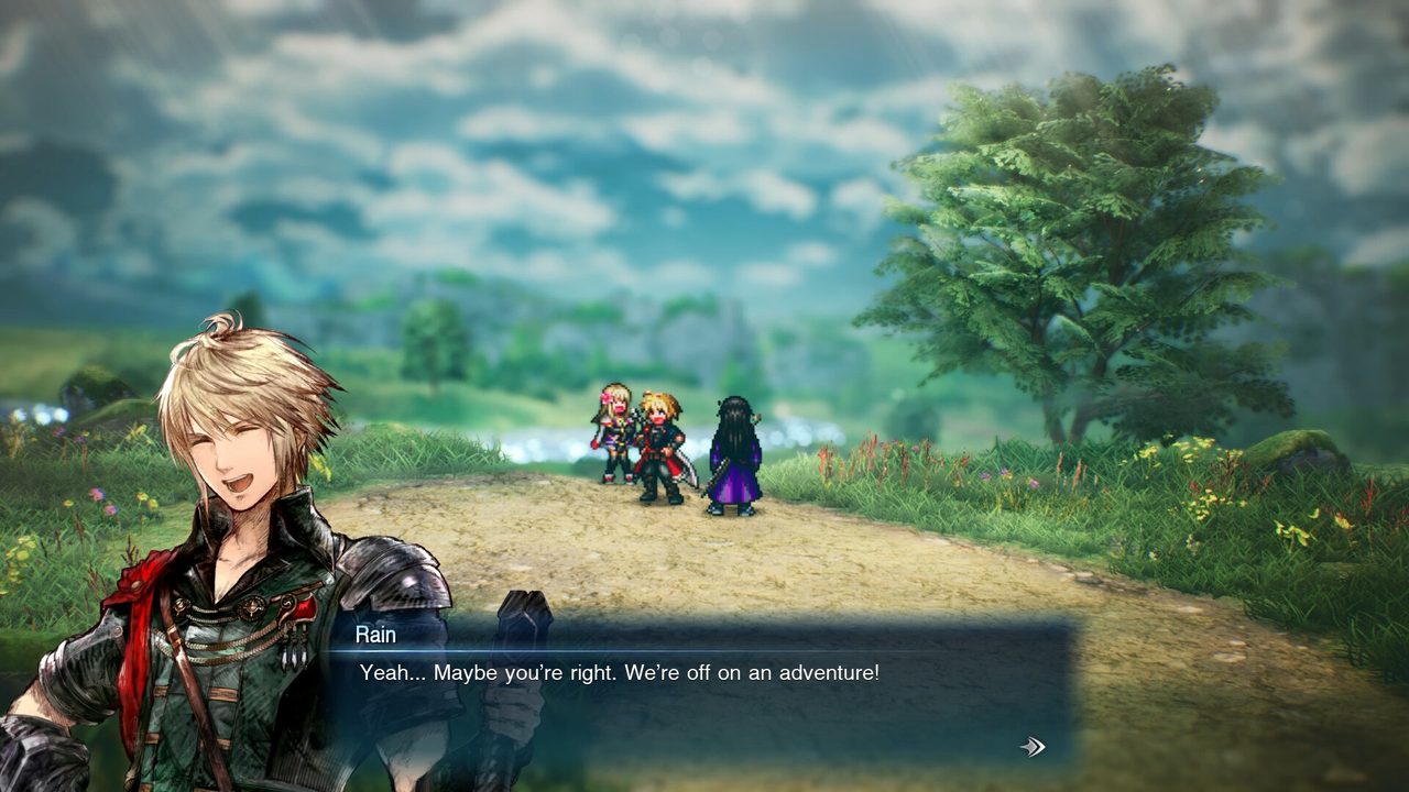 Rain and the party on the road in Final Fantasy Resonance